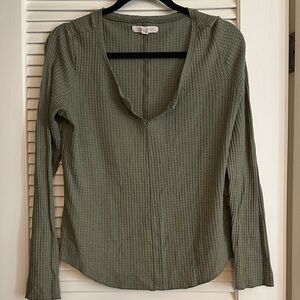 Olive Green Waffle Knit Women's Top Aeropostale
